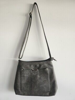 Roots Canada Leather Bag | Grey | Adjustable Strap | Multiple Pockets 🇨🇦